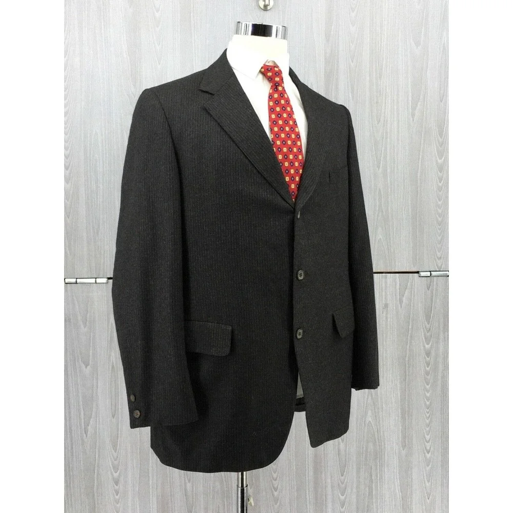 Vtg H FREEMAN & SON Men's Gray Striped Blazer Sport Coat Suit Sz 44L